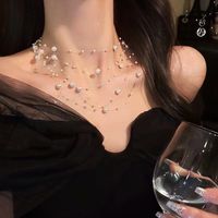 French Retro Multi-Layer Pearl Starry Clavicle Chain Female Sweet Elegant Graceful High-Grade Necklace Autumn And Winter New main image 4