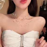 French Retro Multi-Layer Pearl Starry Clavicle Chain Female Sweet Elegant Graceful High-Grade Necklace Autumn And Winter New main image 5