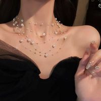 French Retro Multi-Layer Pearl Starry Clavicle Chain Female Sweet Elegant Graceful High-Grade Necklace Autumn And Winter New main image 3