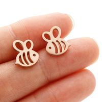 1 Pair Cute Sweet Animal Polishing Plating 304 Stainless Steel 18K Gold Plated Ear Studs main image 4