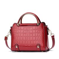 Women's Medium Pu Leather Solid Color Crocodile Elegant Vintage Style Square Zipper Crossbody Bag sku image 3
