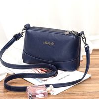 Women's Medium Pu Leather Solid Color Vintage Style Classic Style Square Zipper Crossbody Bag sku image 3
