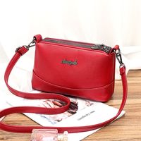 Women's Medium Pu Leather Solid Color Vintage Style Classic Style Square Zipper Crossbody Bag sku image 2
