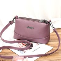 Women's Medium Pu Leather Solid Color Vintage Style Classic Style Square Zipper Crossbody Bag sku image 5