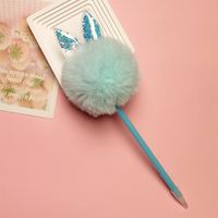 1 Piece Hairball Class Learning PVC Rabbit Fur Plastic Cute Ballpoint Pen sku image 2
