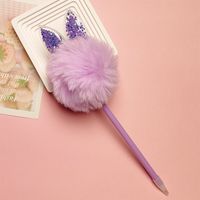 1 Piece Hairball Class Learning PVC Rabbit Fur Plastic Cute Ballpoint Pen sku image 4