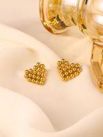 1 Pair Cute Heart Shape Polishing 304 Stainless Steel 18K Gold Plated Ear Studs main image 10