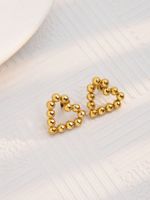 1 Pair Cute Heart Shape Polishing 304 Stainless Steel 18K Gold Plated Ear Studs main image 11