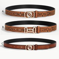 Casual Simple Style Color Block Pu Leather Inlay Rhinestones Women's Leather Belts main image 1