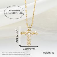 Titanium Steel 18K Gold Plated Simple Style Classic Style Plating Inlay Cross Zircon Pendant Necklace sku image 10