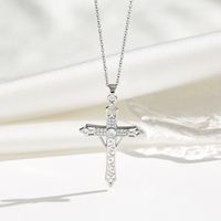 Titanium Steel 18K Gold Plated Simple Style Classic Style Plating Inlay Cross Zircon Pendant Necklace sku image 2