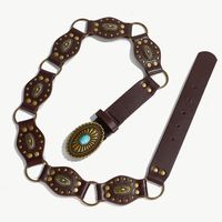Y2K Vintage Style Exaggerated Color Block Pu Leather Plating Inlay Turquoise Women's Leather Belts main image 8