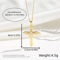 Titanium Steel 18K Gold Plated Simple Style Classic Style Plating Inlay Cross Zircon Pendant Necklace sku image 1