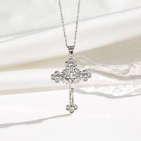 Titanium Steel 18K Gold Plated Simple Style Classic Style Plating Inlay Cross Zircon Pendant Necklace sku image 4