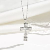 Titanium Steel 18K Gold Plated Simple Style Classic Style Plating Inlay Cross Zircon Pendant Necklace sku image 5