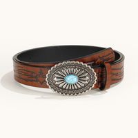 Simple Style Classic Style Color Block Pu Leather Plating Inlay Turquoise Rhinestones Unisex Leather Belts main image 8