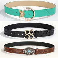 Simple Style Classic Style Color Block Pu Leather Plating Inlay Turquoise Rhinestones Unisex Leather Belts main image 1
