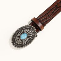 Simple Style Classic Style Color Block Pu Leather Plating Inlay Turquoise Rhinestones Unisex Leather Belts main image 10