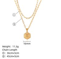 304 Stainless Steel 18K Gold Plated IG Style Simple Style Letter Heart Shape Double Layer Necklaces main image 4