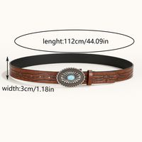 Simple Style Classic Style Color Block Pu Leather Plating Inlay Turquoise Rhinestones Unisex Leather Belts sku image 3