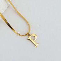 304 Stainless Steel 18K Gold Plated Luxurious Commute Letter Pendant Necklace sku image 16