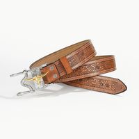 Simple Style Classic Style Animal Pu Leather Plating Metal Button Men's Leather Belts main image 4