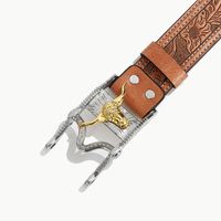Simple Style Classic Style Animal Pu Leather Plating Metal Button Men's Leather Belts main image 6
