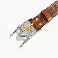 Simple Style Classic Style Animal Pu Leather Plating Metal Button Men's Leather Belts main image 8