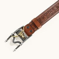 Simple Style Classic Style Animal Pu Leather Plating Metal Button Men's Leather Belts main image 9