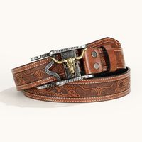 Simple Style Classic Style Animal Pu Leather Plating Metal Button Men's Leather Belts main image 7
