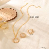 Copper 18K Gold Plated Basic Modern Style Classic Style Inlay Geometric Zircon Earrings Necklace Jewelry Set sku image 2