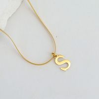 304 Stainless Steel 18K Gold Plated Luxurious Commute Letter Pendant Necklace sku image 19