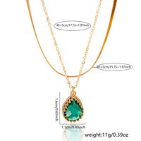 Copper Retro Water Drop Water Droplets Zircon Layered Necklaces main image 3