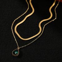 Copper Retro Water Drop Water Droplets Zircon Layered Necklaces main image 4