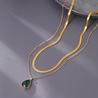 Copper Retro Water Drop Water Droplets Zircon Layered Necklaces main image 5