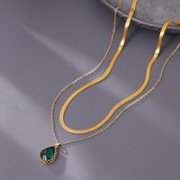 Le Cuivre Rétro Goutte D'Eau Les Gouttelettes D'Eau Zircon Collier En Couches main image 5