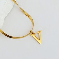 304 Stainless Steel 18K Gold Plated Luxurious Commute Letter Pendant Necklace sku image 22