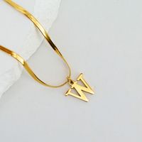 304 Stainless Steel 18K Gold Plated Luxurious Commute Letter Pendant Necklace sku image 23