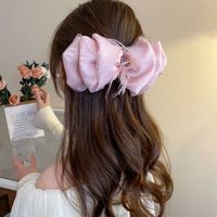 Women's Casual Simple Style Bow Knot Alloy Cloth Inlay Artificial Pearls Hair Clip main image 4