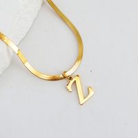 304 Stainless Steel 18K Gold Plated Luxurious Commute Letter Pendant Necklace sku image 26