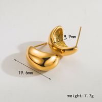 1 Pair Simple Style Oval Stainless Steel 18K Gold Plated Ear Studs sku image 4