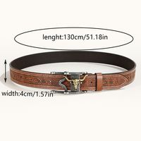 Simple Style Classic Style Animal Pu Leather Plating Metal Button Men's Leather Belts sku image 1
