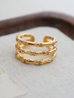 Copper 16K Gold Plated Retro Hollow Out Solid Color Open Rings main image 1