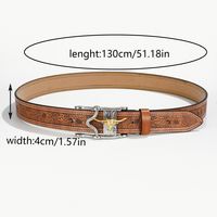 Simple Style Classic Style Animal Pu Leather Plating Metal Button Men's Leather Belts sku image 2