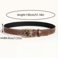 Simple Style Classic Style Animal Pu Leather Plating Metal Button Men's Leather Belts sku image 4