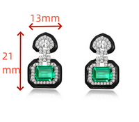 1 Pair Elegant Retro Lady Geometric Square Polishing Inlay Lab-grown Gemstone Sterling Silver Lab-grown Gemstone Earrings main image 2