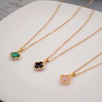 304 Stainless Steel Titanium Steel Copper Gold Plated Casual Simple Style Plating Inlay Four Leaf Clover Crystal Freshwater Pearl Pendant Necklace main image 8