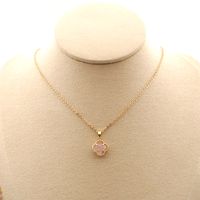 304 Stainless Steel Titanium Steel Copper Gold Plated Casual Simple Style Plating Inlay Four Leaf Clover Crystal Freshwater Pearl Pendant Necklace main image 2