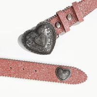 Hip-Hop Retro Heart Shape Pu Leather Plating Inlay Rhinestones Women's Leather Belts main image 3