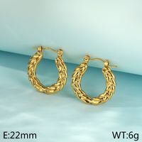 1 Pair Modern Style Classic Style Commute Solid Color Grain 304 Stainless Steel 18K Gold Plated Hoop Earrings sku image 2